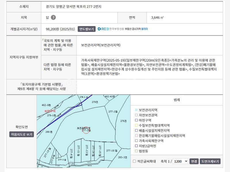 양평군 양서면 복포리 아파트개발부지와 150m 떨어진 거리의 토지_1